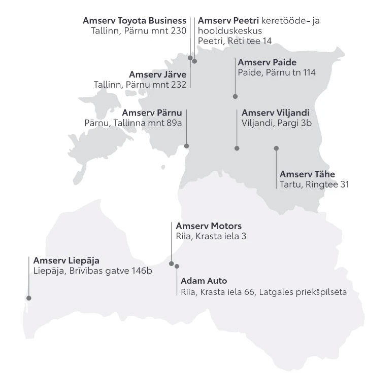 Amservi esindused Eestis ja Lätis